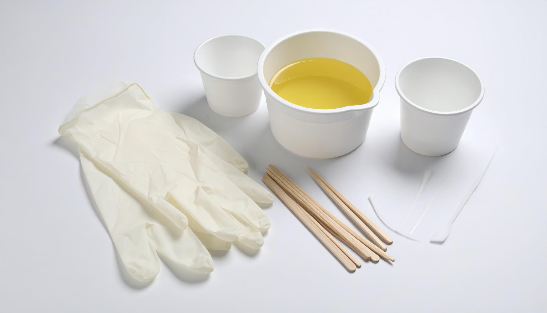 Resin supplies arranged on white background
