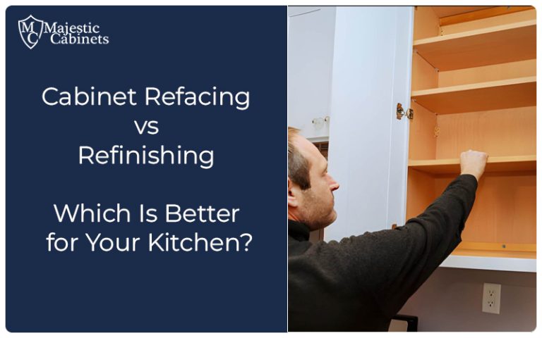 Cabinet refacing vs refinishing comparison in a modern kitchen
