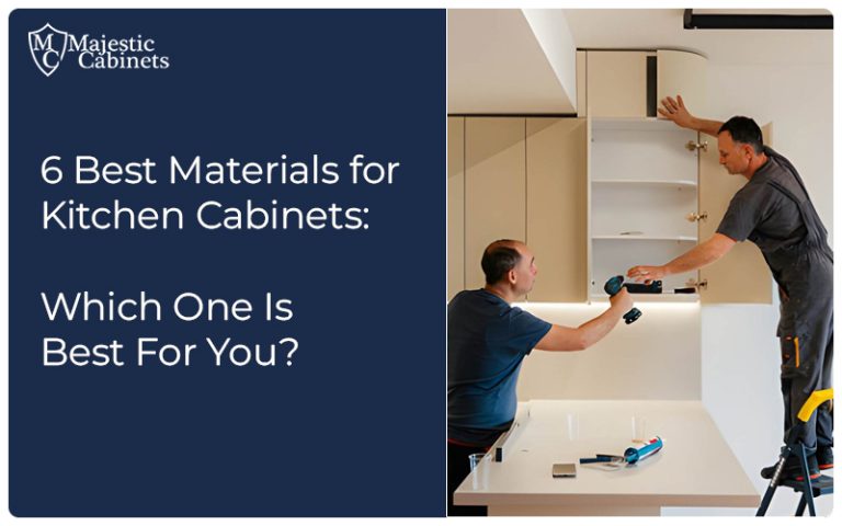 Popular kitchen cabinet materials including wood, plywood, MDF, and laminate