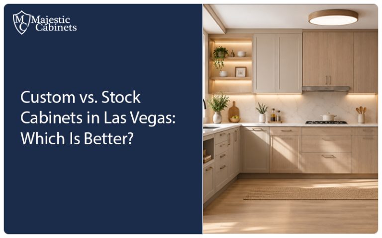 Custom and stock kitchen cabinets compared in a Las Vegas kitchen