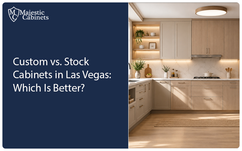Custom and stock kitchen cabinets compared in a Las Vegas kitchen